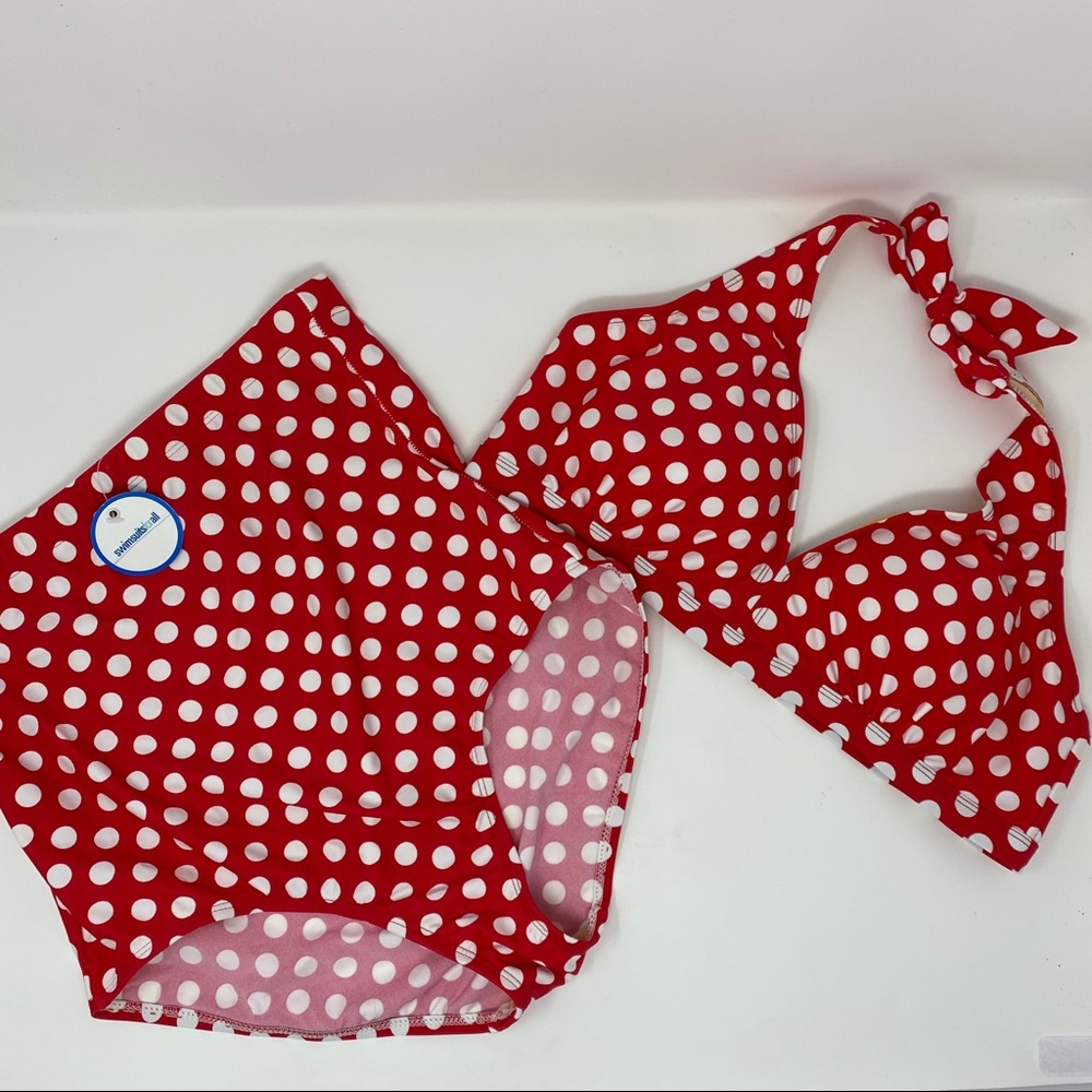 NWT Swimsuits for All 2 piece retro style polkadot
